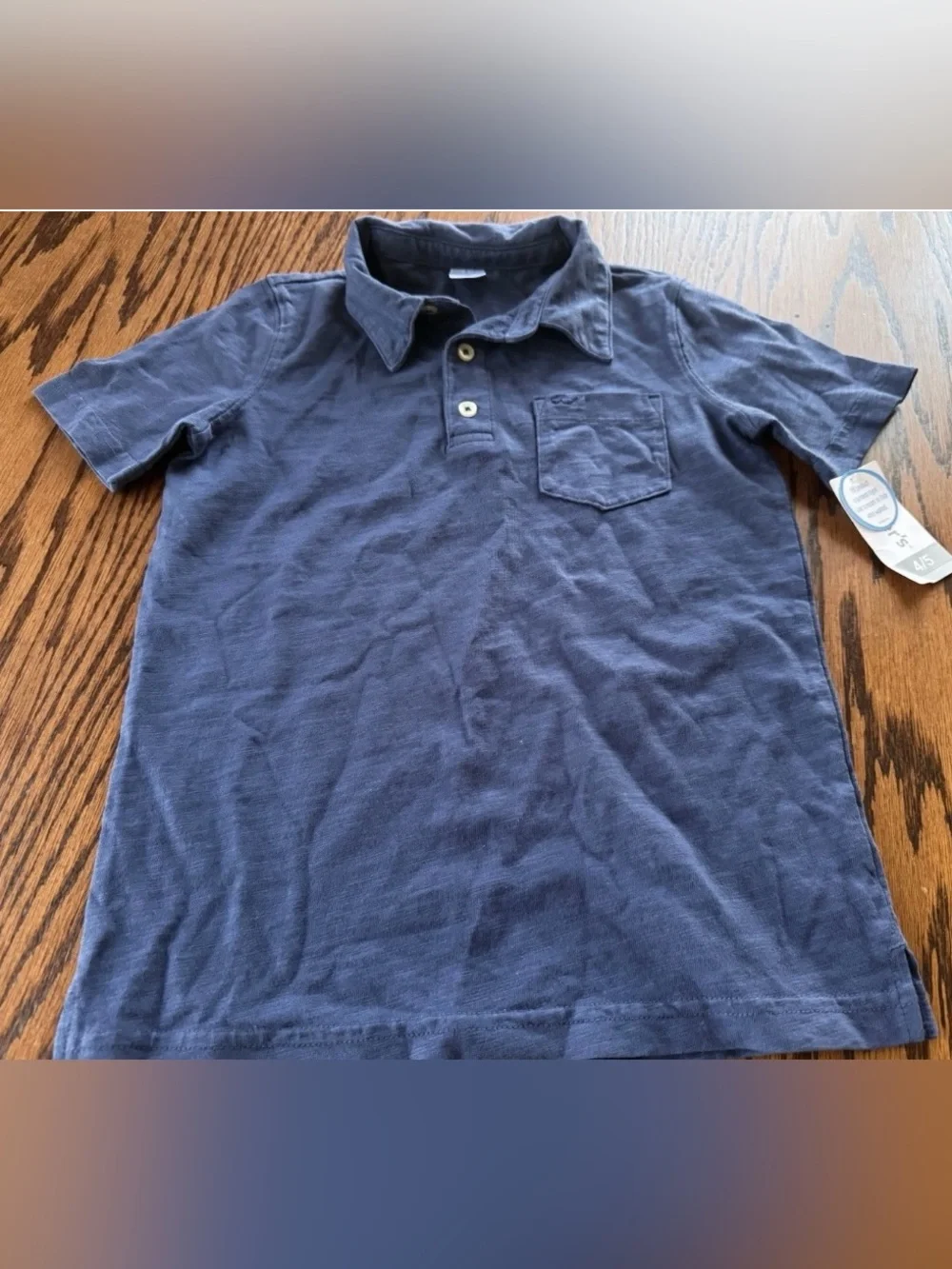 NWT Boys Size 4/5 Carters Blue Uniform Short Sleeve Polo Chest Pocket navy